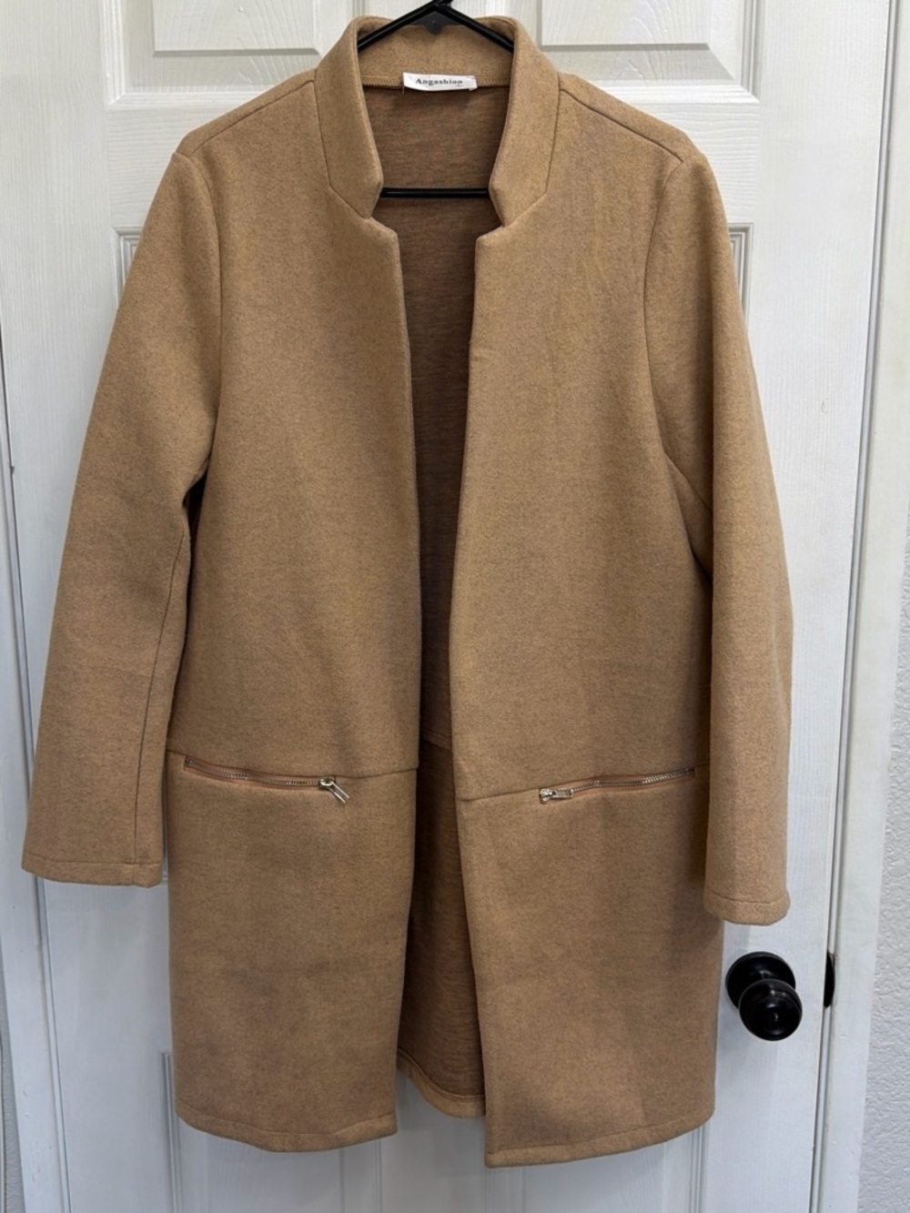 Michel Studio Camel Open-Front Trench Coat